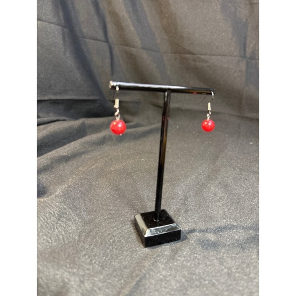 Red‎ Beaded Drop Earrings Lightweight Dangle Charm Fashion Jewelry